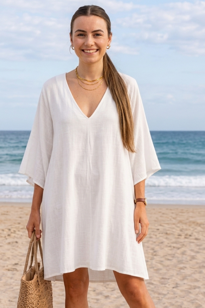 The DUNE Linen Beach Cover-Up | White