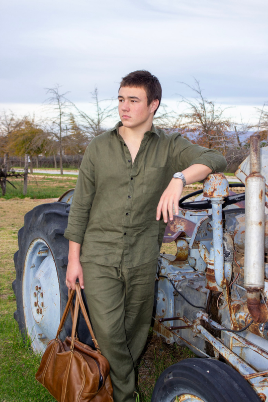 Men's 100% Linen Pants | Olive Tide