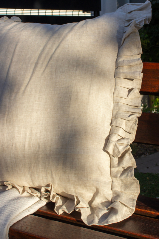 Frilled Scatter Cushion - Natural